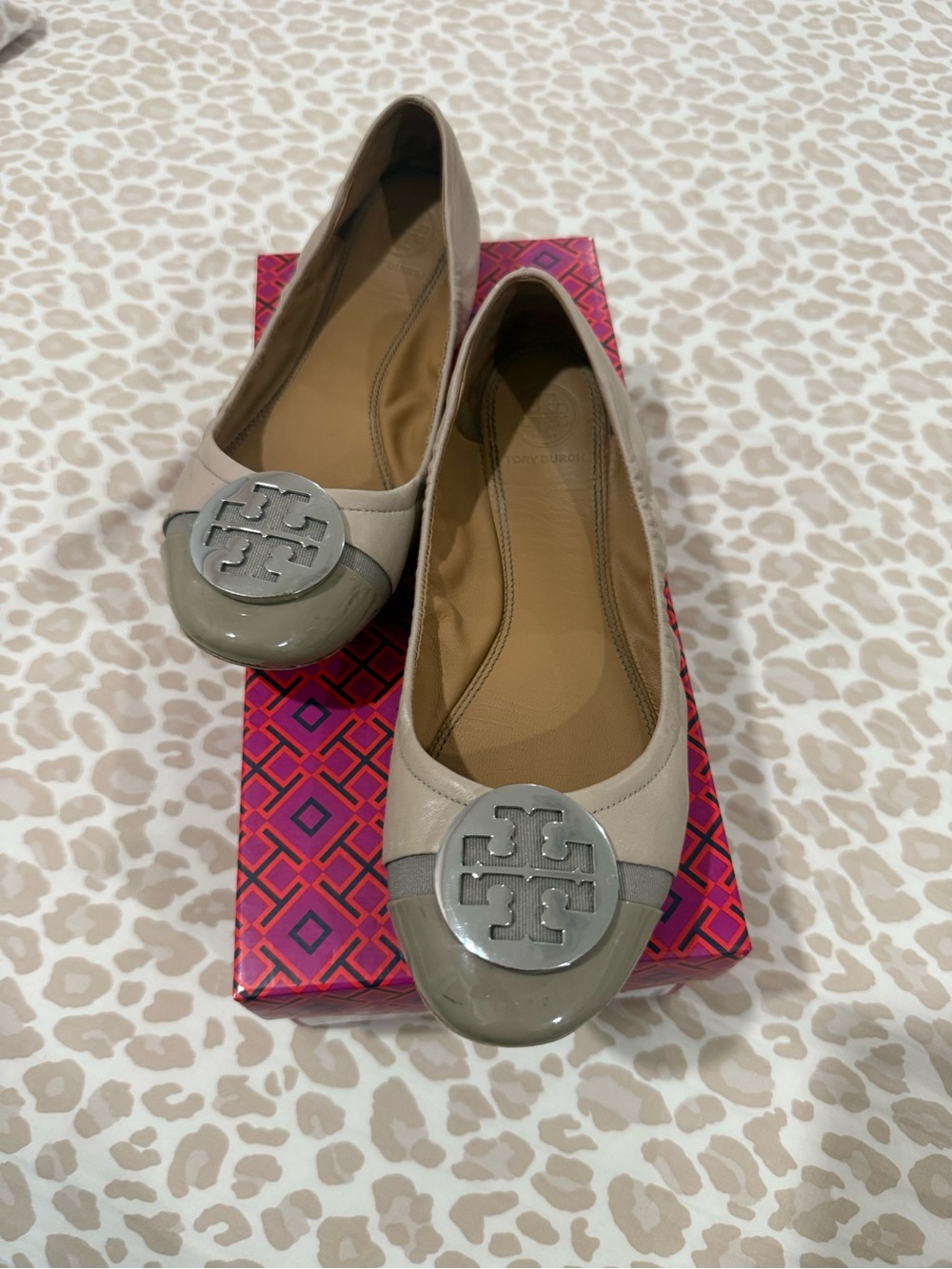 Tory Burch Minnie Cap -  Toe Ballet Nappa Leather / Patent Leather